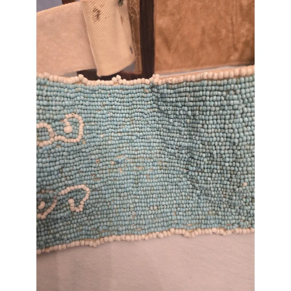 Vtg. Native American Beaded Leather Belt (MB)